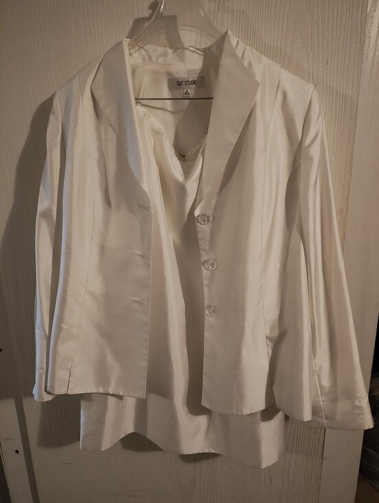 Suit Studio Jackets & Blazers - Suit Studio Satin Ivory Blazer with Decorative Buttons
